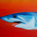 Mako Shark on orange/red background Mako Shark